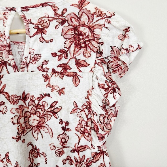 Maurices Soft White Floral Smocked Flutter Sleeve Blouse Womens Sz M - Picture 8 of 11